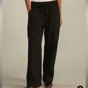 Everlane Canvas Organic Cotton Pull On Pants Black Womens Large Elastic Waist
